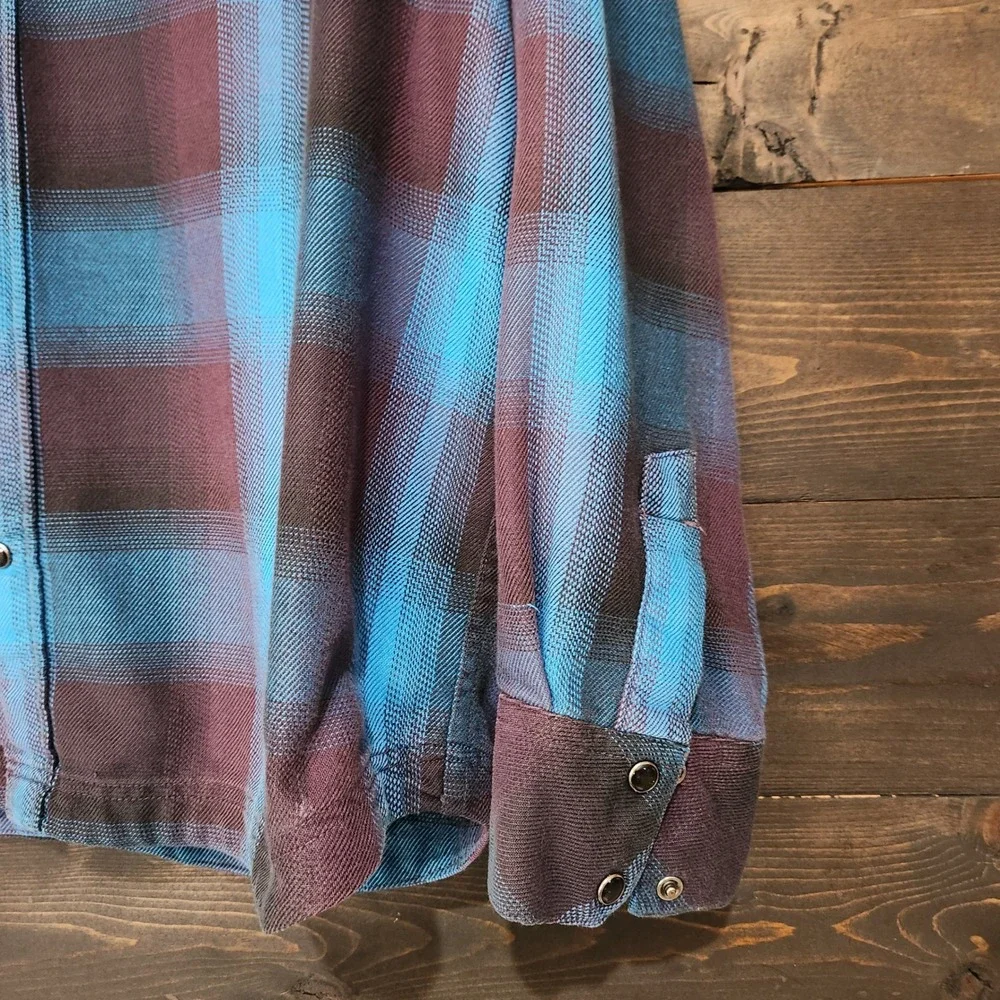 The North Face Mens Plaid Thick Flannel Shacket Shirt Jacket Large Pearl Snap
